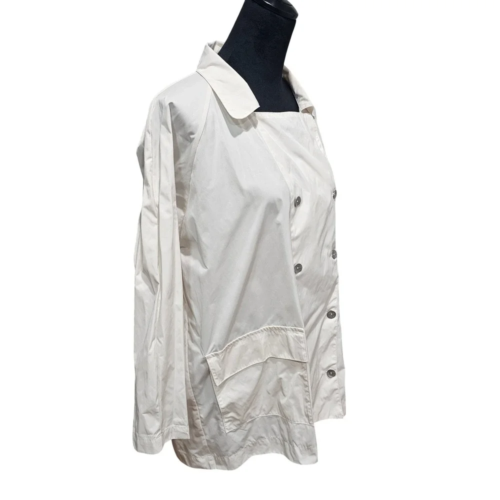 PLANET‎ Lightweight Jacket Womens One Size Ivory Double Breasted Nylon Coat